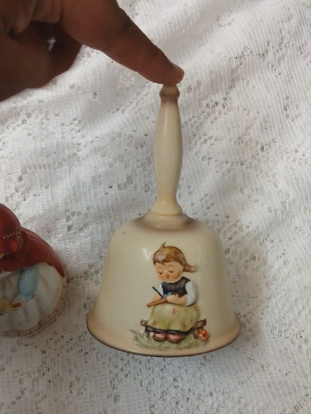 Hand-Painted Ceramic Wall Figurines - Red, Green, Cream Accents